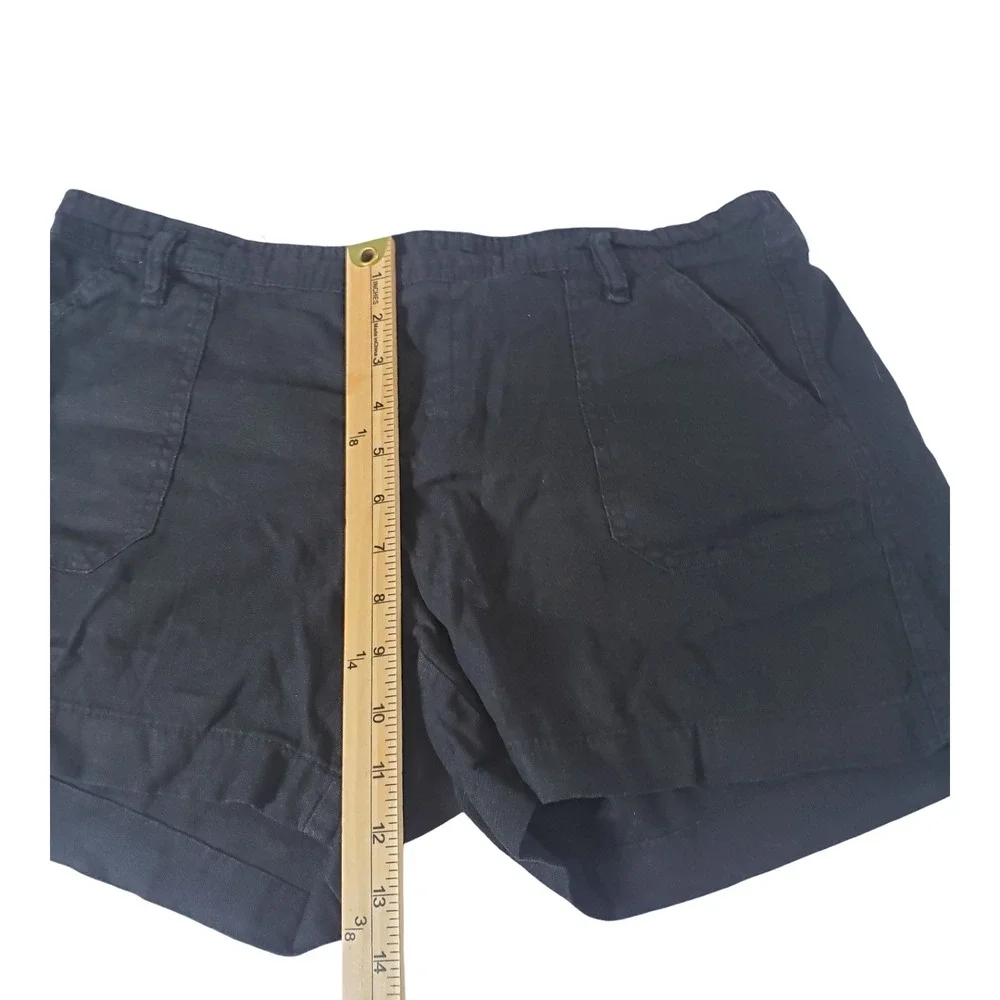 Soundstyle Black Linen Blend Shorts Womens Medium Elastic Back Casual Summer